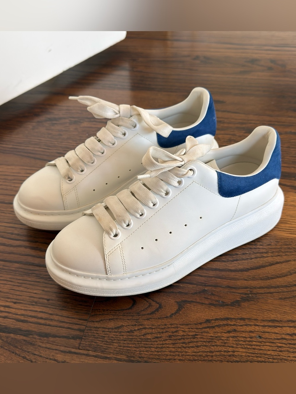 Alexander McQueen Oversized Sneakers White Paris Blue Suede Size 39 Luxury
